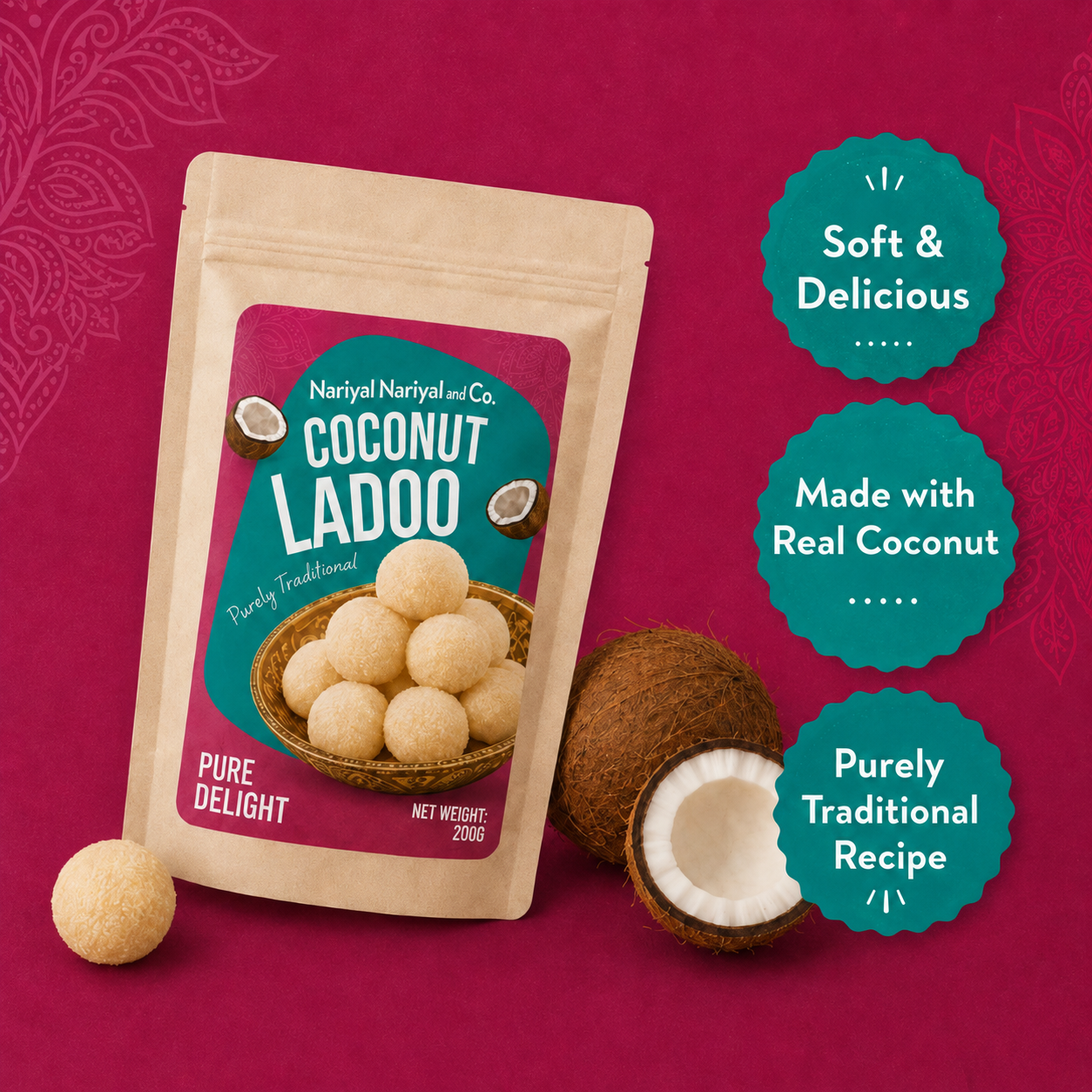 Traditional White Coconut Ladoo (Narkel Naru)