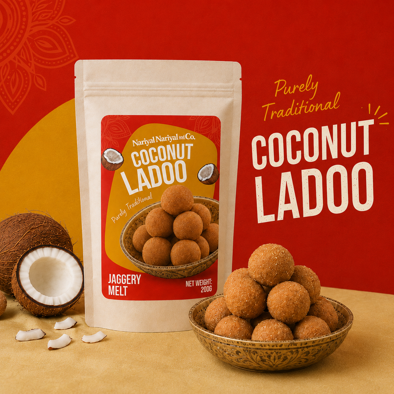 Jaggery Coconut Ladoo (Gurer Narkel Naru)